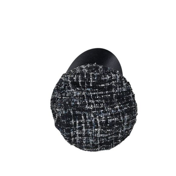 Juicy Couture Newsboy Cabbie Hat‎ Faux Leather Brim Blue Black Metallic Tweed main image 10